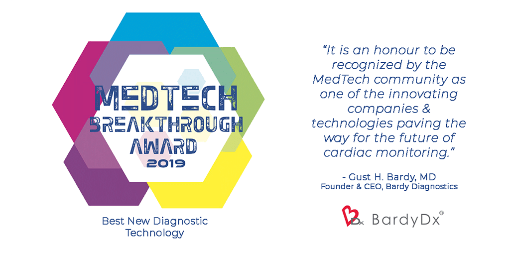 Bardy Diagnostics wins Best New Diagnostic Technology at the 2019 MedTech Breakthrough Awards
