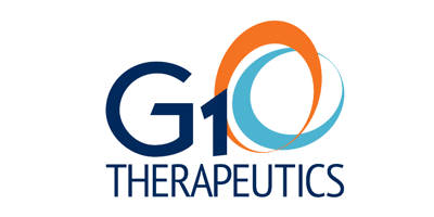 G1 Therapeutics company logo. Two of G1 Therapeutics' product candidates are CDK4/6 inhibitors, a validated and promising class of oncology therapeutics.